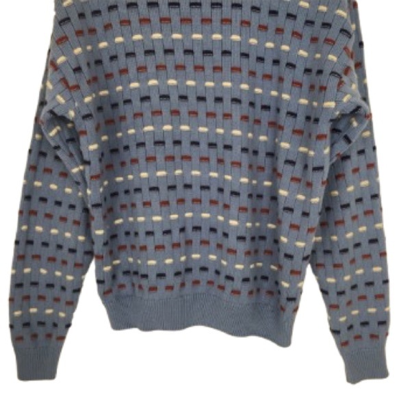 Vintage Irvine Park Men’s 3D Knit Grandpa Sweater Blue Red Cream Size M Retro - Picture 8 of 10